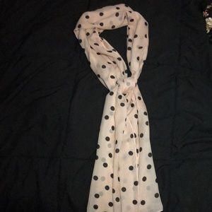 pink scarf with black Polkadots